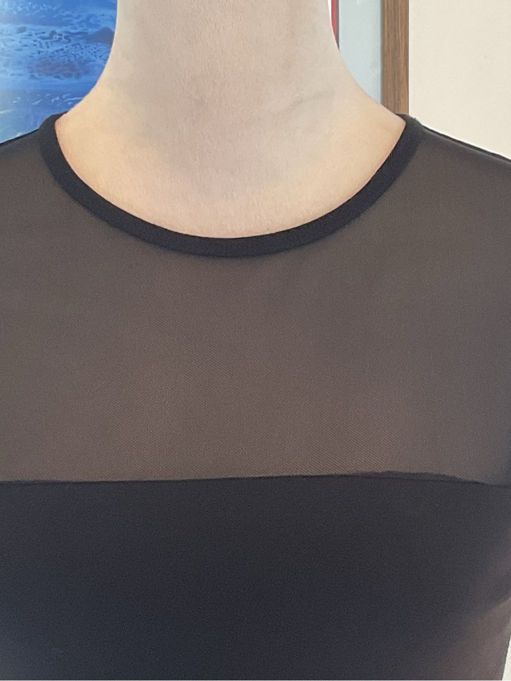 French Connection Black Midi Dress with Sheer Insets - Picture 4 of 12